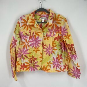 Coldwater Creek Women’s Button Front Floral Lighweight Jacket size PL
